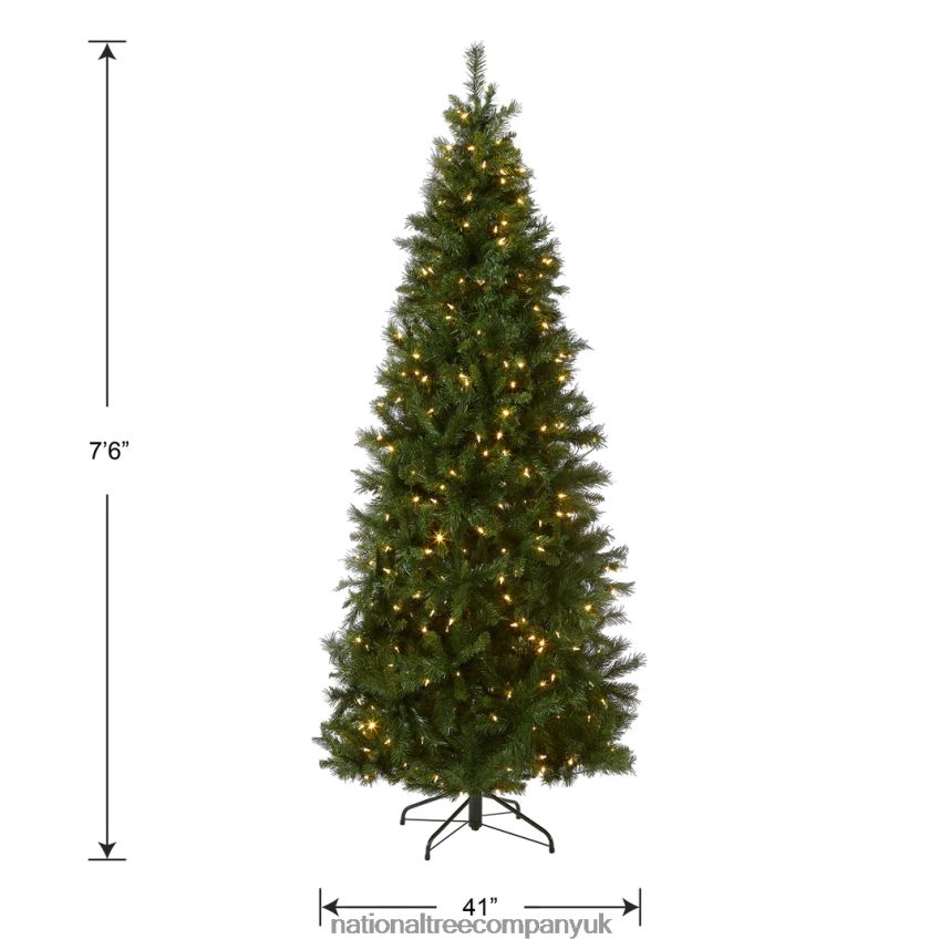 Trees | National Tree Company Pre-Lit Artificial Slim Christmas Tree Lehigh Valley Pine Green White Lights Includes Stand 75 Feet F2L4F121